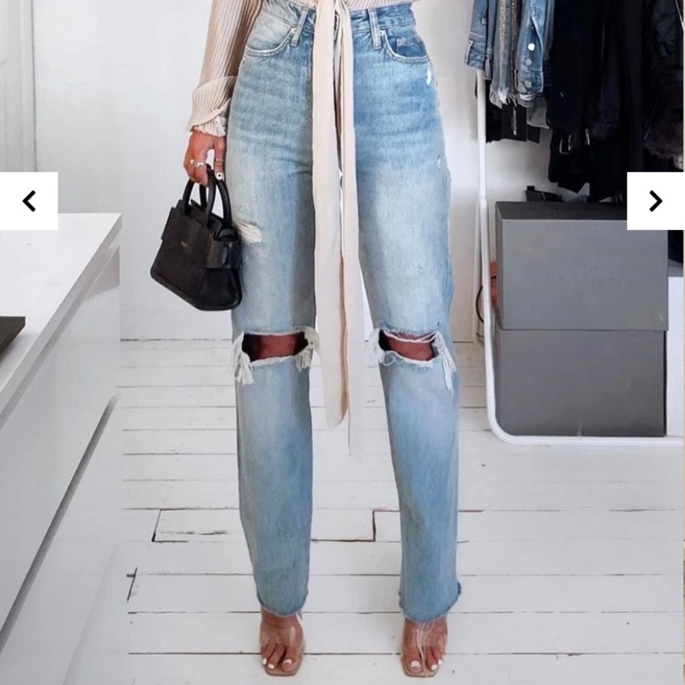 Rebellious Fashion Demin Ripped Loose Fit Jeans